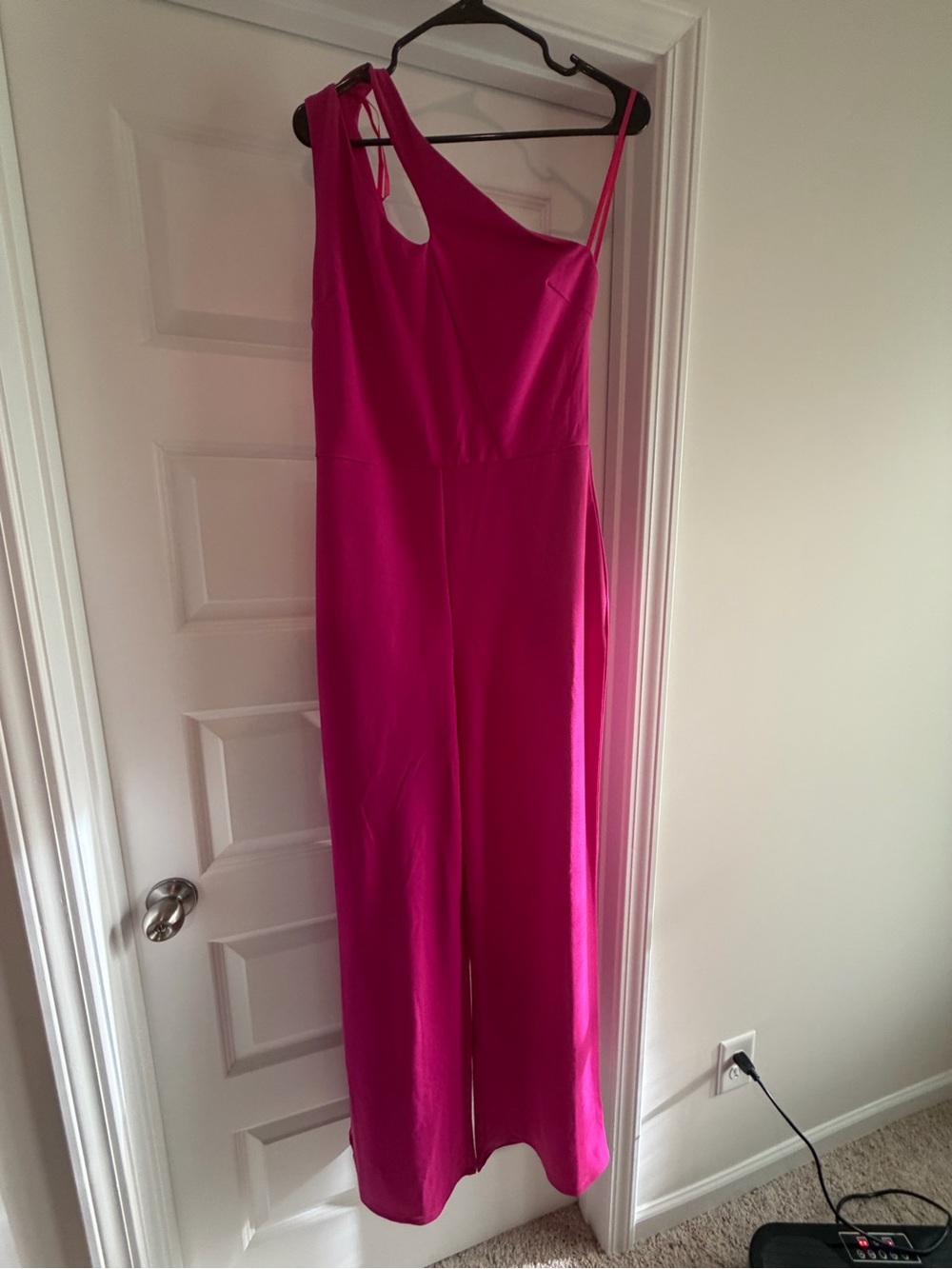 Asymmetric One-Shoulder Pink Jumpsuit